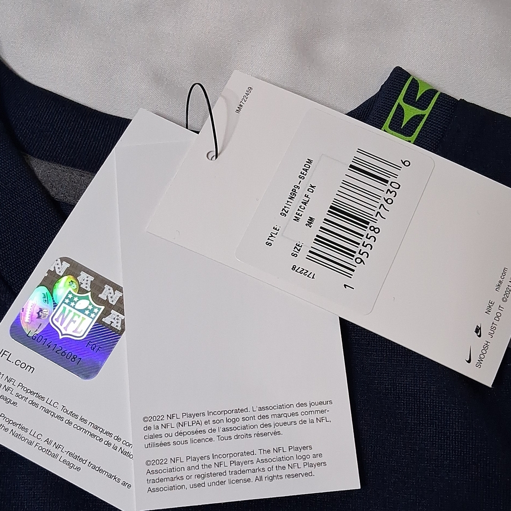 Nike Kids Navy and Neon Green Seattle Seahawks #14 Metcalf Football Jersey - Picture 4 of 4